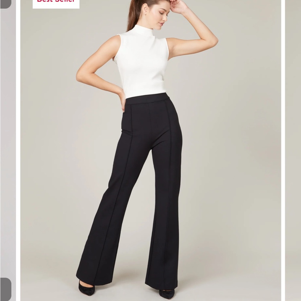 NWT Spanx Flare High Rise Waist Pointe Pants Black Size L Tall